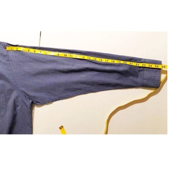 ROUNDTREE & YORKE- Blue Solid Button-Down Shirt Men's Size Large Business Casual - Picture 4 of 5